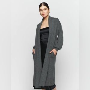 Liam Cashmere Long Cardigan, Medium. In Charcoal Grey.